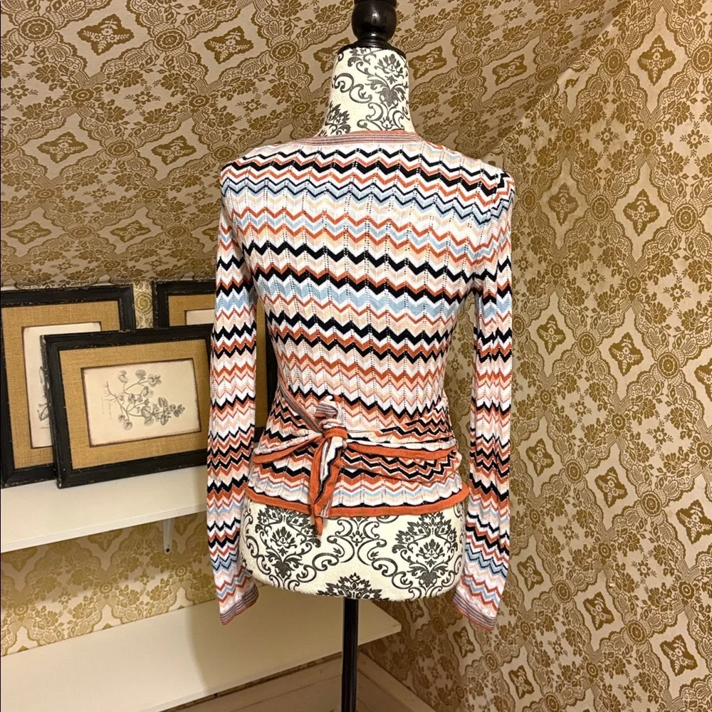 Chevron Patterned Wrap Sweater - Picture 2 of 4